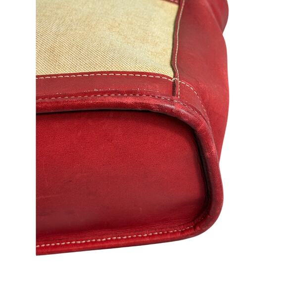 Coach 6121 Bleecker Satchel Linen Canvas & Red Leather Tote Bag*Vintage 1999 - Picture 4 of 16